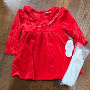 NWT Wonder Nation Red Velvet Baby Dress with stockings